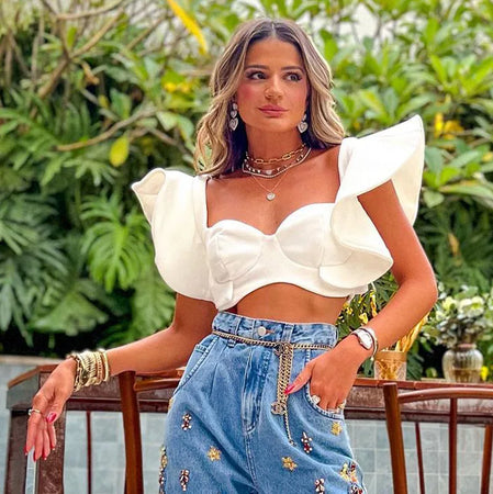 Elegant Ruffle Tanks Tops