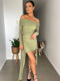 Off-shoulder Long Sleeve Bodycon Dress