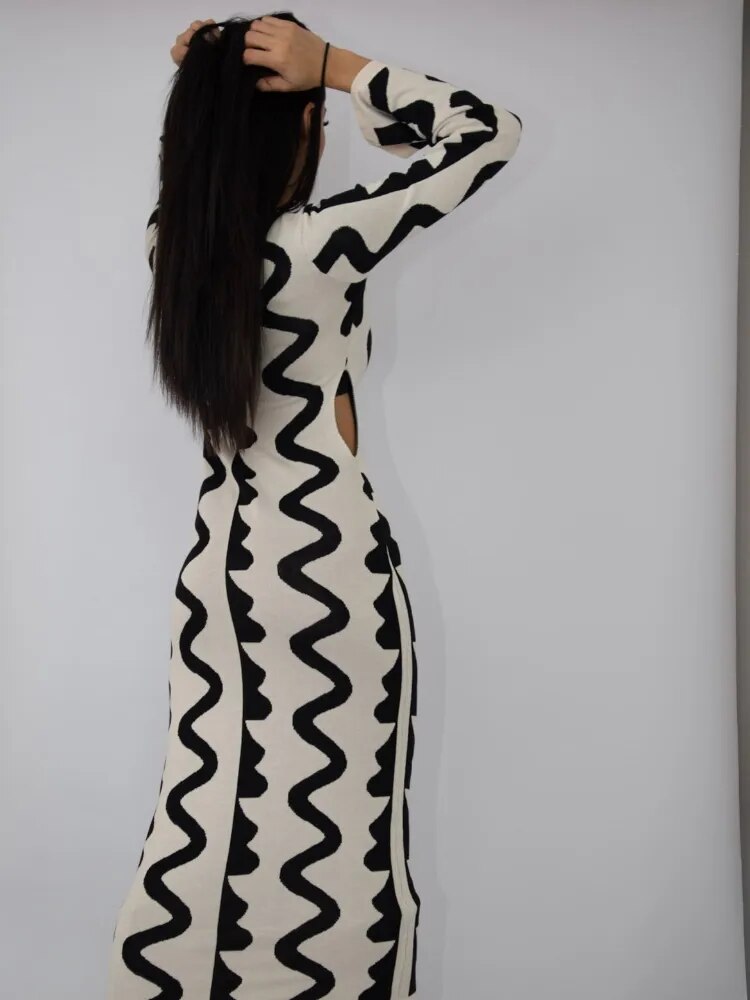 Striped Flare Sleeve Dress