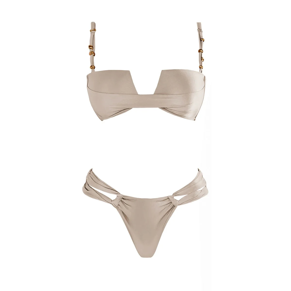 Bandeau 3Pcs Biquini Sexy Bikini Women Swimsuit Push Up Swimwear Female Strappy Bathing Suits Green Bodysuit Beachwear Swim Suit