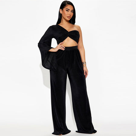 Drapery Wide Leg Pant Suit