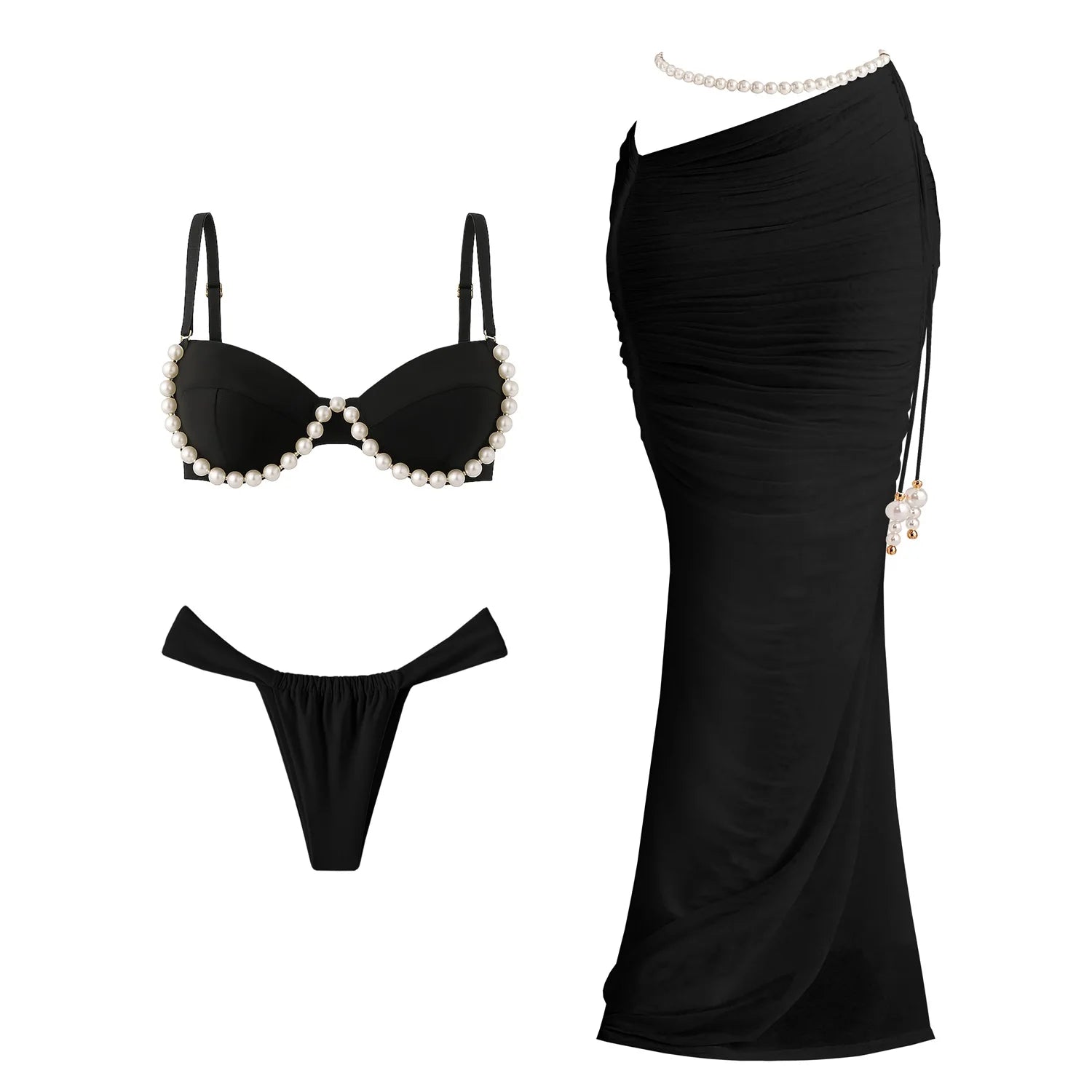 Beads 3Pcs Skirt Bathing Suits