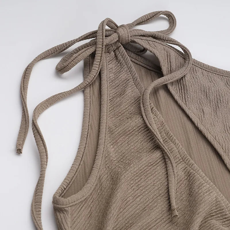 One Sleeve Hollow Out Lace-up Bodycon Backless Dress