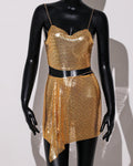 Metal Sequins Sleeveless Halter Set Fashion Streetwear
