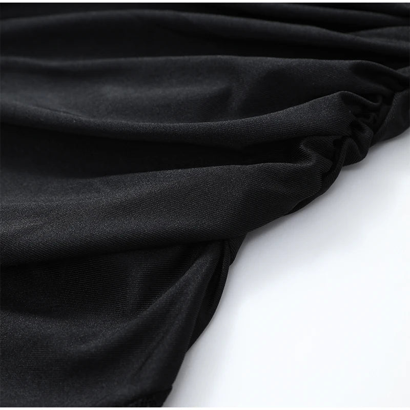 Sexy Lace Shawl Patchwork Strapless Dress Women Sleeveless Waist Cinched Split Pleated Slim Dresses Lady Evening Party Robe 2026