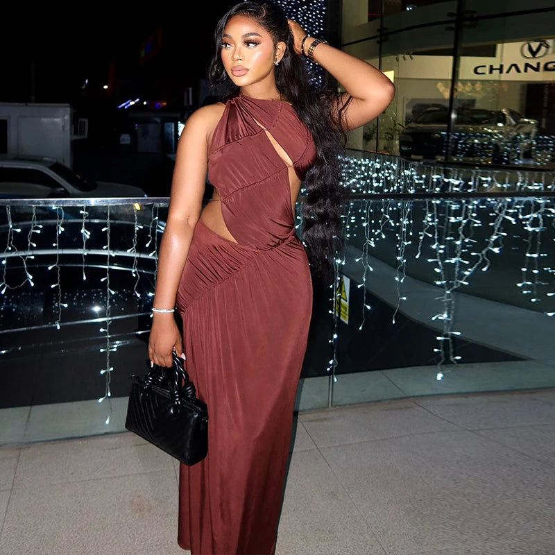 Backless High Split Long Dress