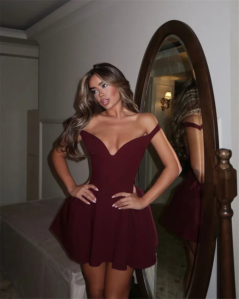 Off-shoulder Backless Sexy Mini Dress