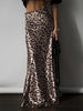 Satin Leopard Print Long Skirt