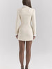 Ladies Contrast Mini Dress Elegant Lapel