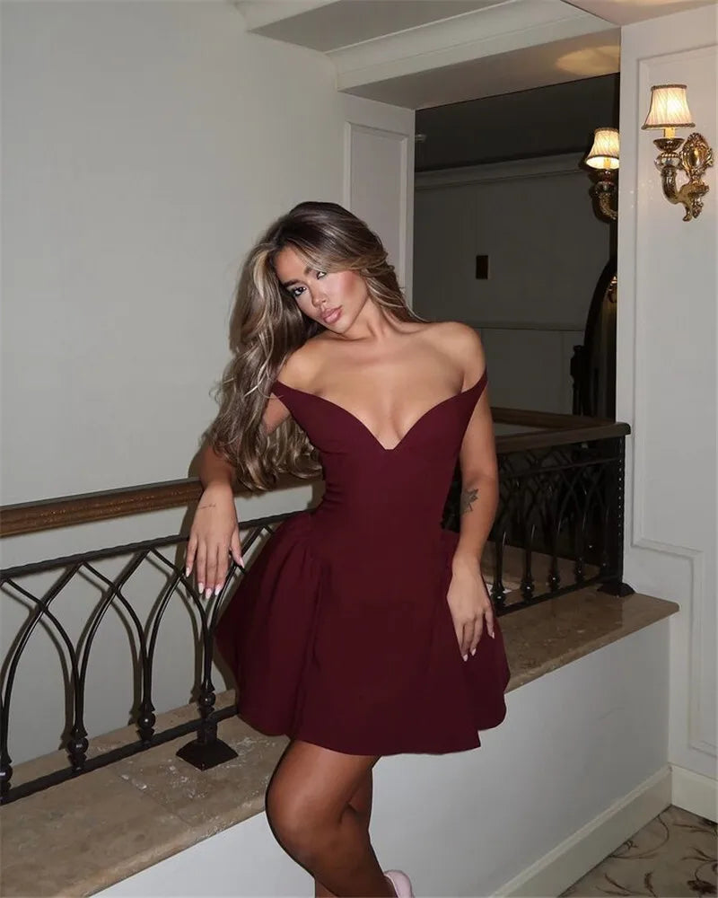 Off-shoulder Backless Sexy Mini Dress