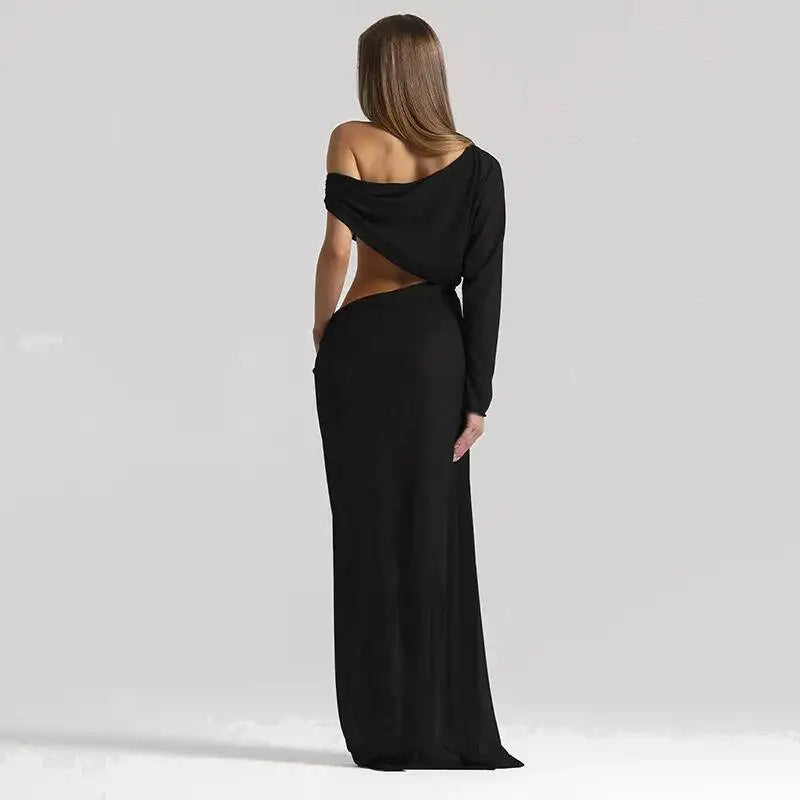 Off Shoulder Cutout Sexy Maxi Dress