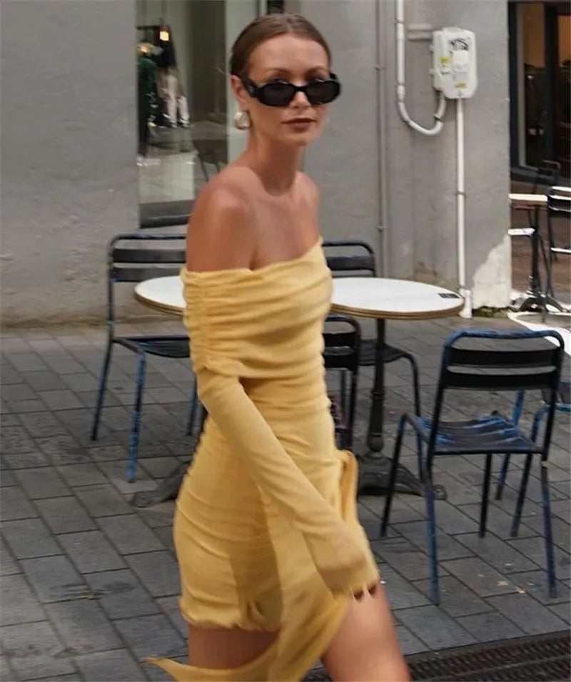 Off-shoulder Long Sleeve Bodycon Dress