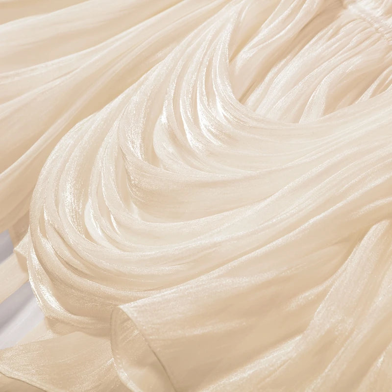 Cream Chiffon Off Shoulder Trendy dress
