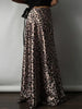 Satin Leopard Print Long Skirt