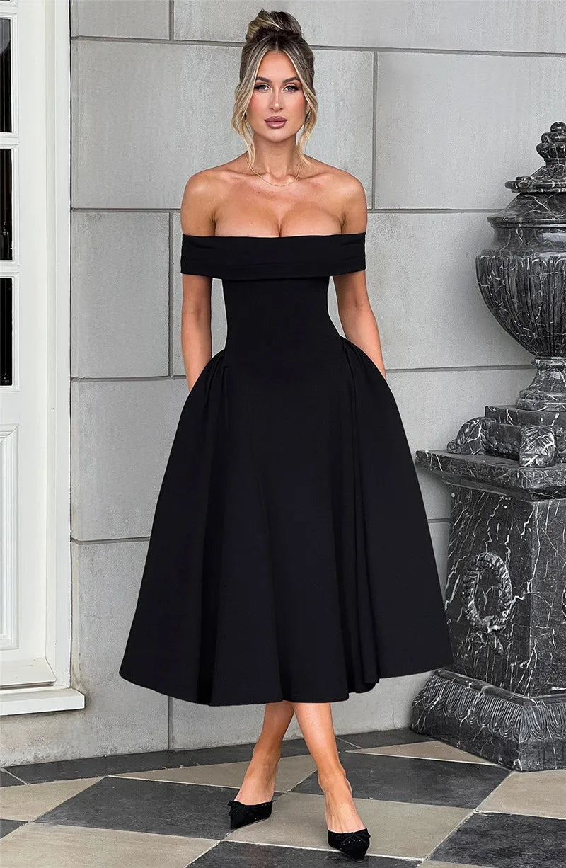 Off-shoulder Backless Midi dress