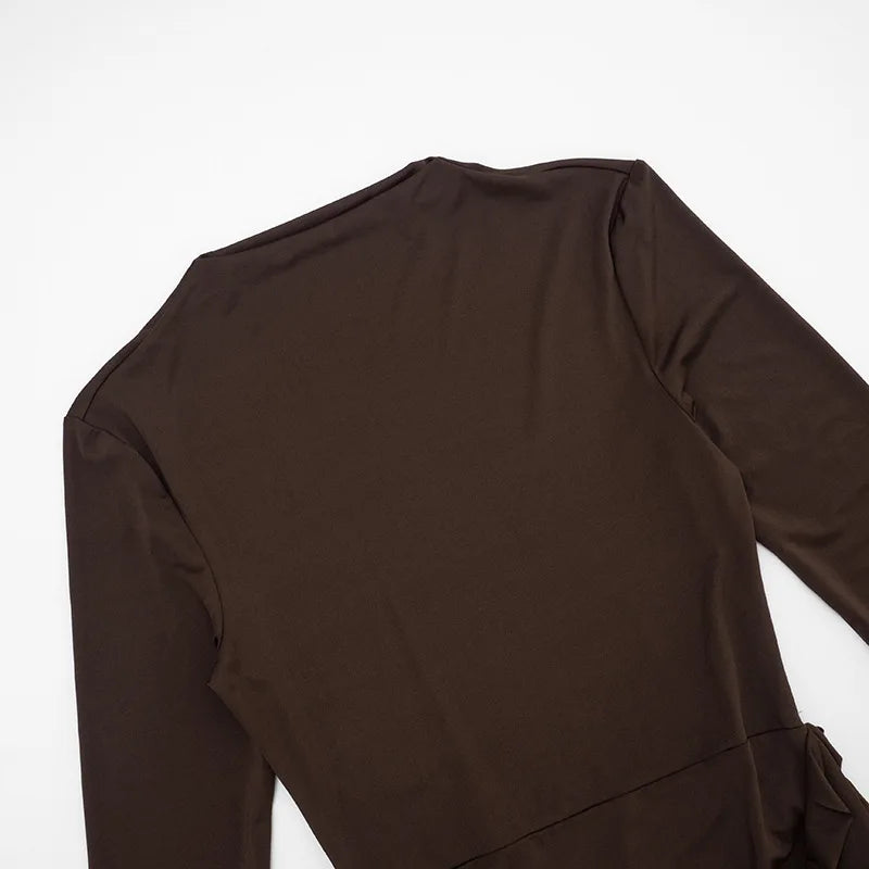 XIAOTANG Long Sleeve Ruched Sexy Mini Dress Women Autumn Winter New Elegant High Waist Bodycon Club Party Dresses Female