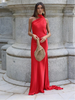 Elegant Satin Ribbons Halter Party Dress
