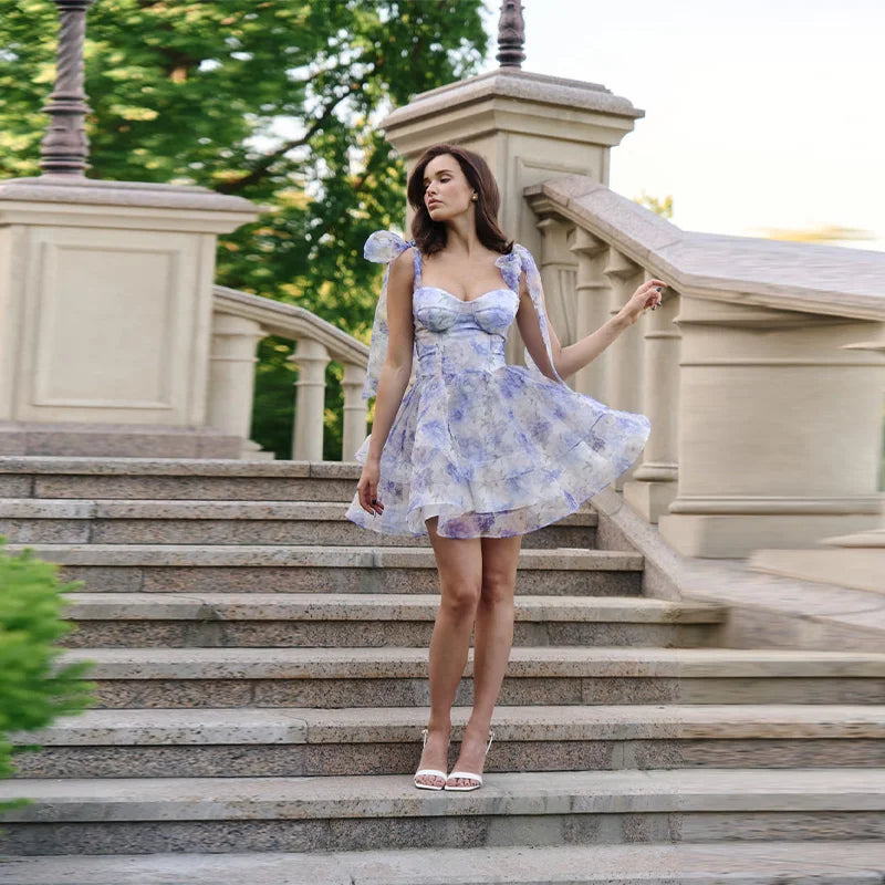 Printed Mini Halter Princess Dresses Gown