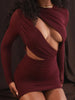 O Neck Sheer Long Sleeve Bodycon Dress