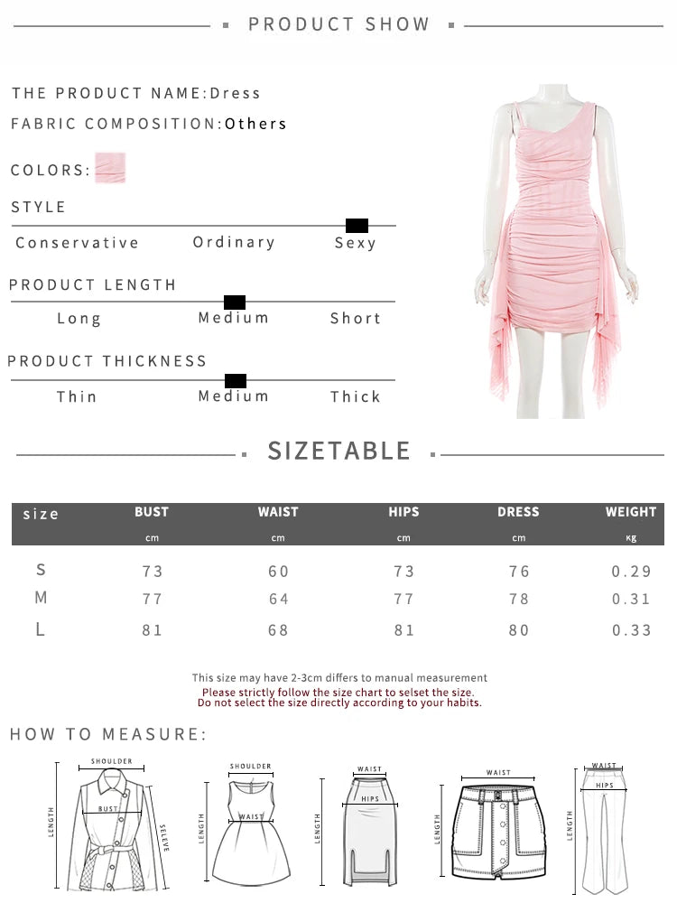 Weird Puss Ruffles Tassel Dress Women Folds Low-Neck Patchwork Mesh Sleeveless Sweet Elegant Prom Party Summer Chic Mini Bodycon