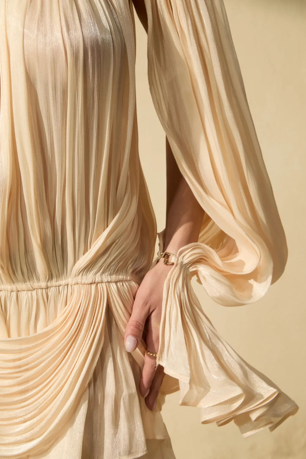 Puff Sleeve Ruched Flared Mini Dress