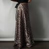 Satin Leopard Print Long Skirt