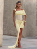 Waistless Shoulder Off High Side Slit Maxi Dress