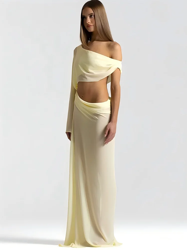 Off Shoulder Cutout Sexy Maxi Dress