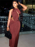 Backless High Split Long Dress