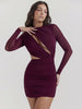 O Neck Sheer Long Sleeve Bodycon Dress