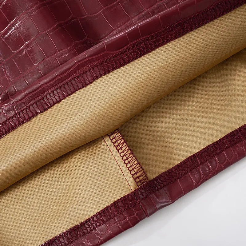 Luxury Leather Strapless Short Dress Chic Womens Summer Sexy Party Waist Curvy Dresses 2025 Evening Red Green Brown Y2K Cocktail