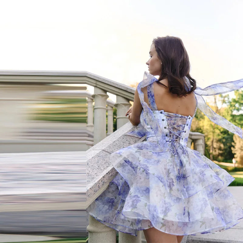 Printed Mini Halter Princess Dresses Gown