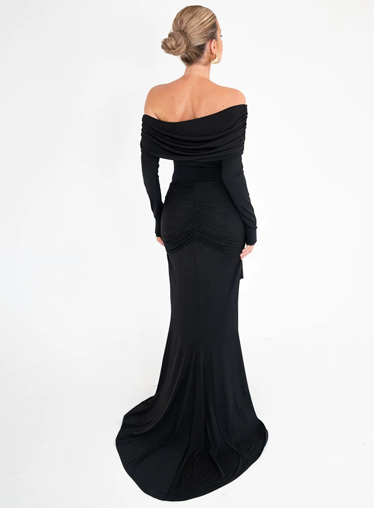 Strapless Backless Ruched Long Dress