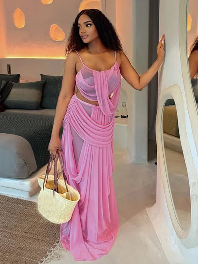 Ruched Elegant 2 Pieces Backless Camisole