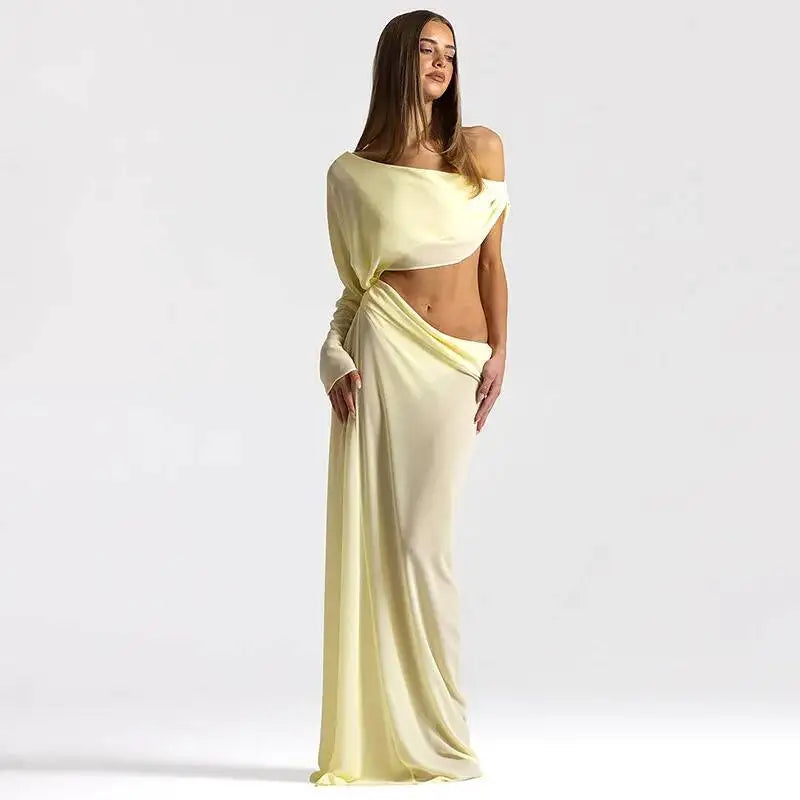 Off Shoulder Cutout Sexy Maxi Dress