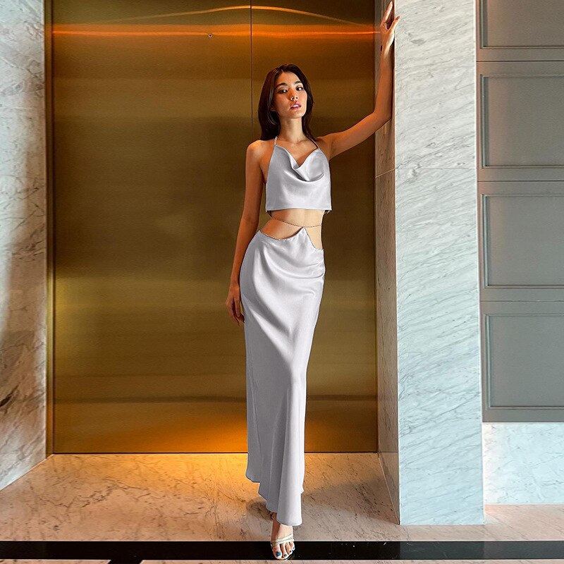 High Waist Long Skirt Set