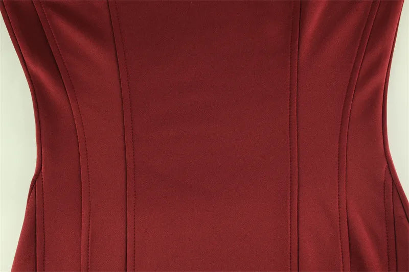 Sexy Women's Burgundy Mini Dress Luxury Turtleneck Transparent Long Sleeve A-line Short Dresses Evening Party Prom Cocktai New