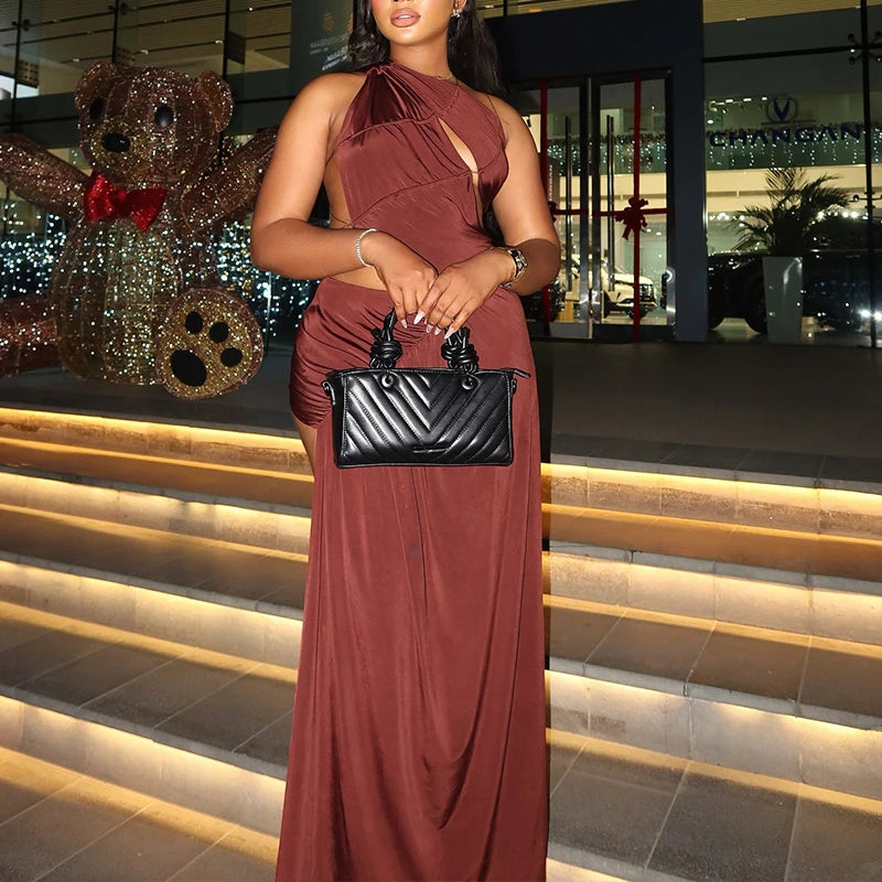 Backless High Split Long Dress