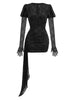 Sexy Gloves Long Sleeves Draped Mini Dress