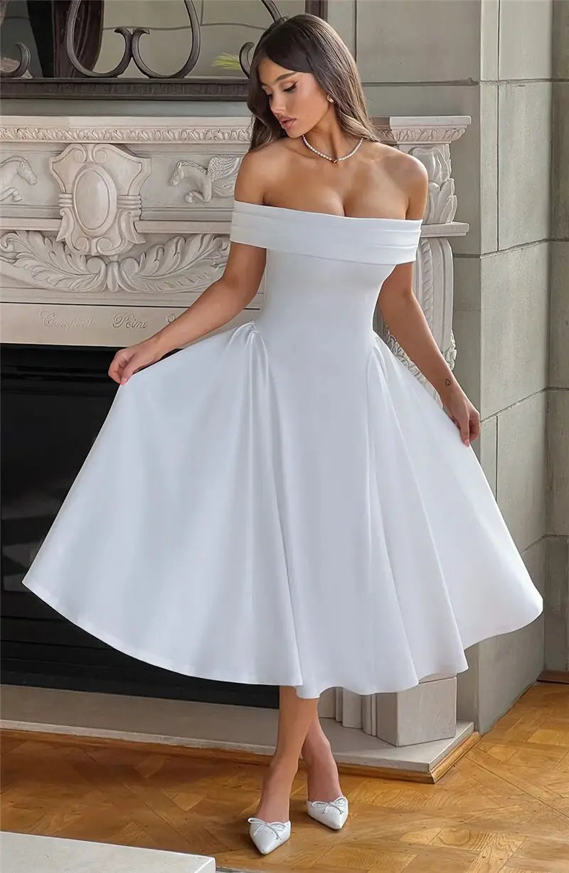 Off-shoulder Backless Midi dress