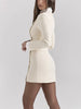 Ladies Contrast Mini Dress Elegant Lapel