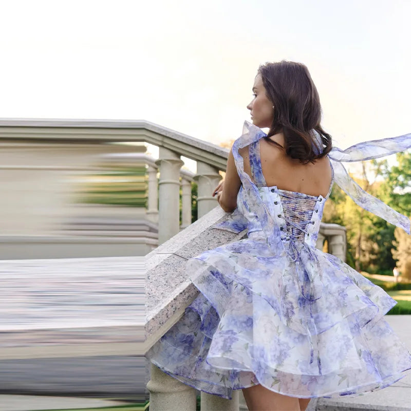 Printed Mini Halter Princess Dresses Gown
