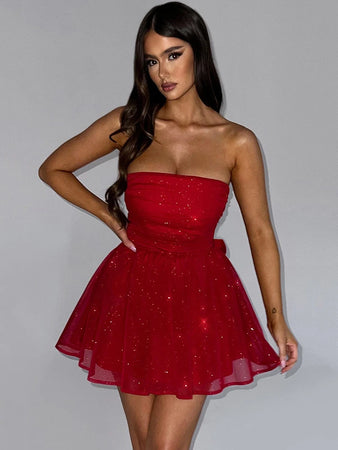 Sexy & Club Strapless A-Line Mini Dress