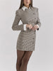 Ladies Contrast Mini Dress Elegant Lapel