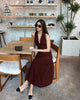 Notched Collar Sleeveless Pleated Skirt Sets