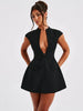 Zipper Deep V Neck Dress