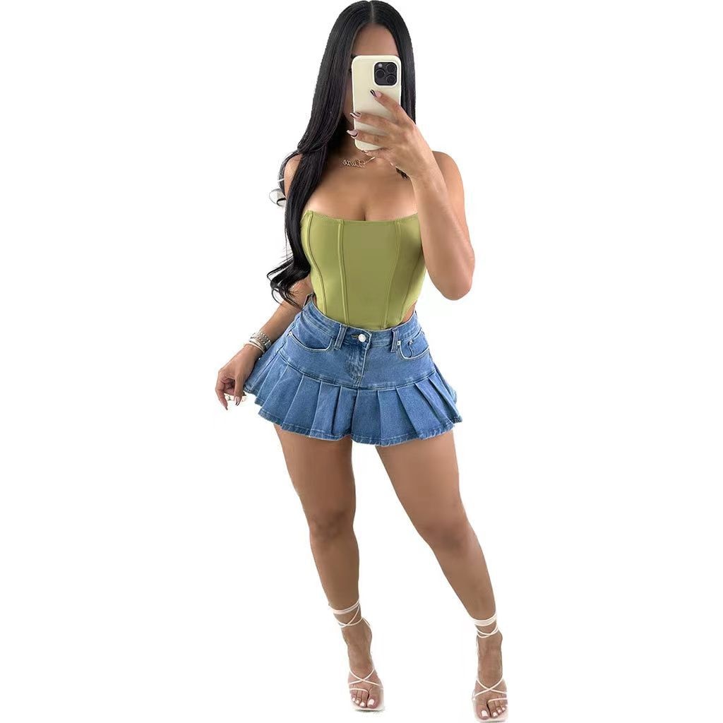 Waist Denim A-Line Dress