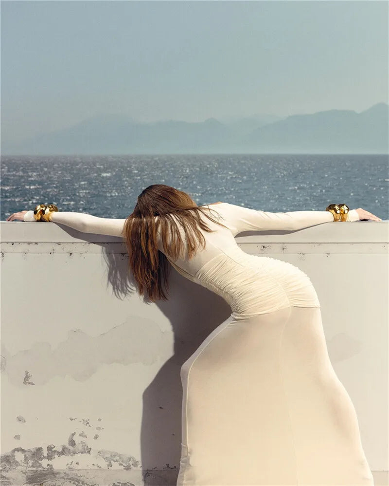 Elegant Sheath O-Neck Mesh Dress