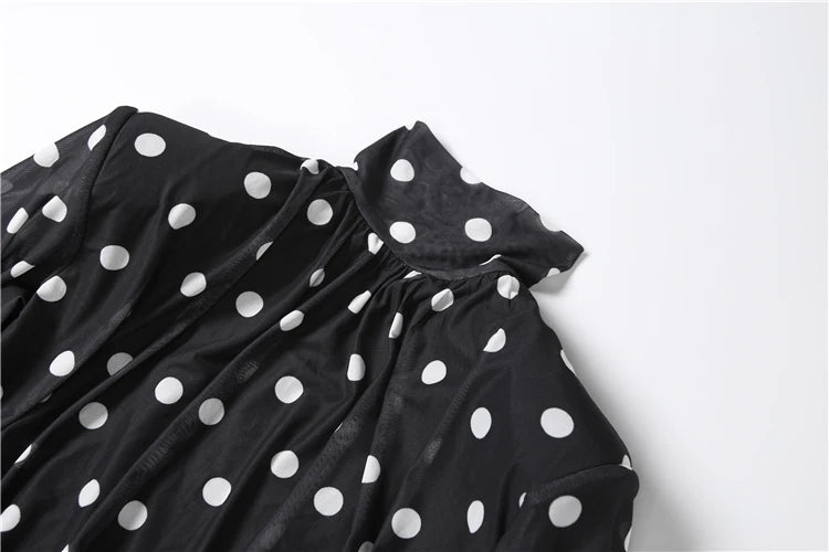 Polka Dot Turtleneck Mini Dress