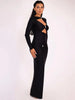 Elegant Hollow Out Long Sleeve Sexy Maxi Dress